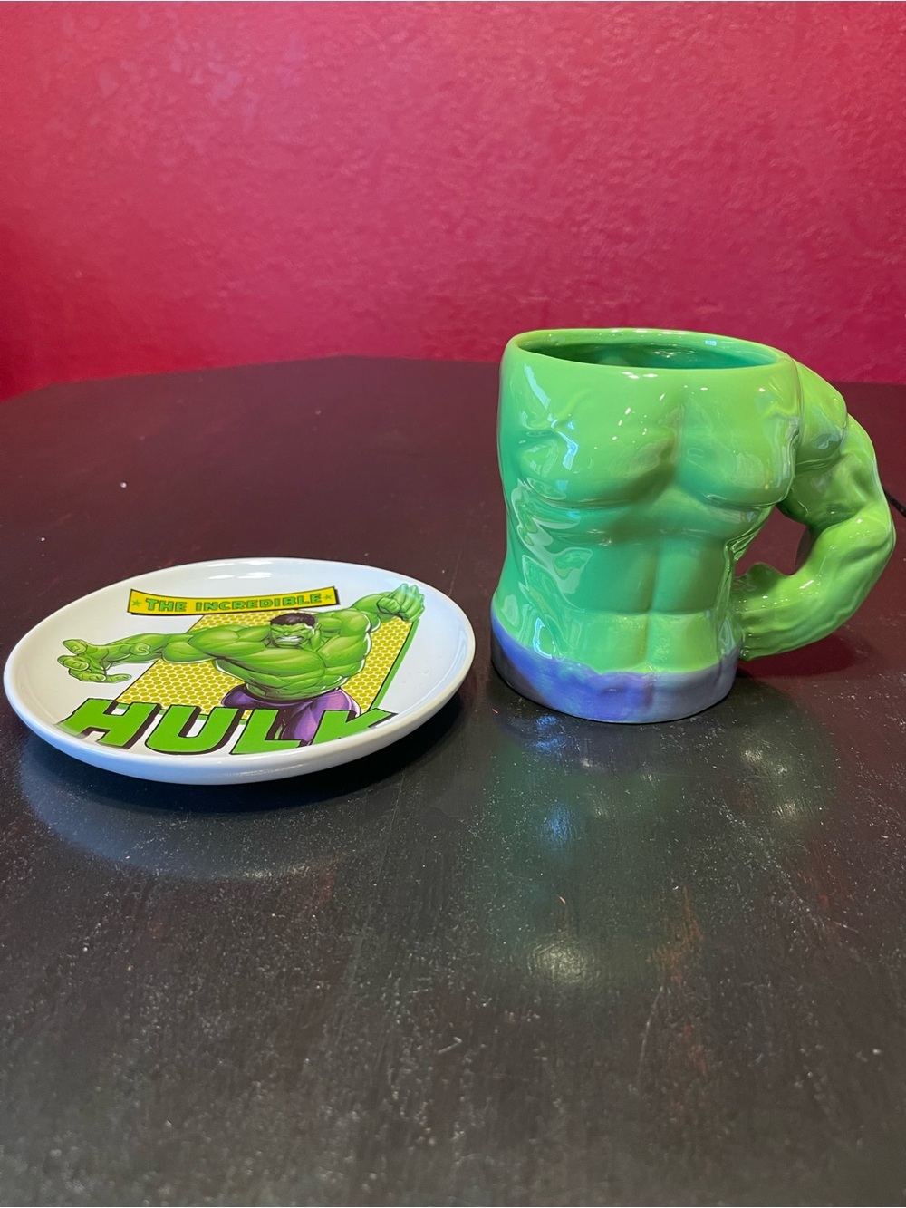 Zak Marvel Hulk Figural Mug & Plate Set Green Ceramic 2021 Two-Piece